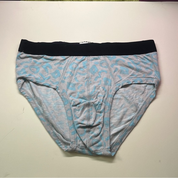 Stylish Light Blue Patterned Men's Briefs with Black Waistband MeUndies - Picture 1 of 1
